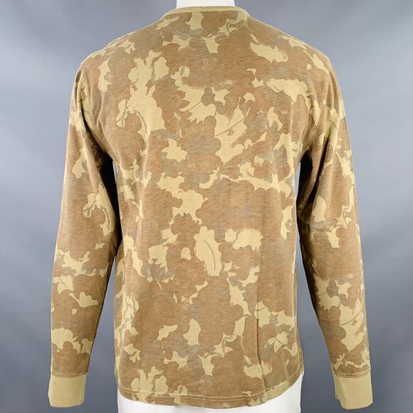 RRL by RALPH LAUREN Size L Brown Khaki Camo Cotton Henley Long Sleeve Shirt - Picture 3 of 5